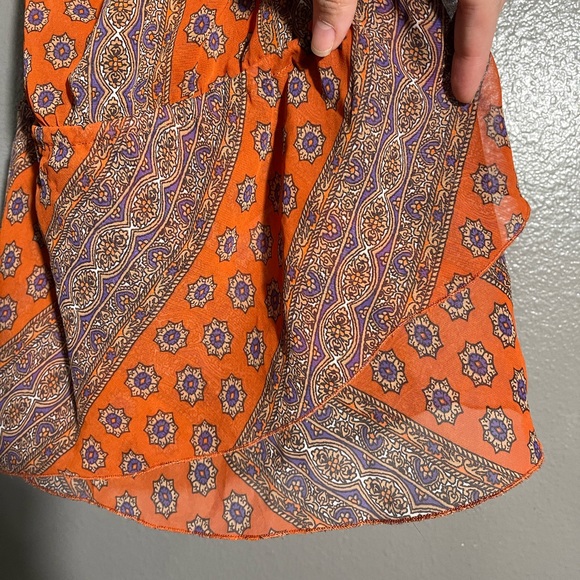 Guess Spaghetti Strap Burnt Orange Chiffon Peplum Blouse Size L - Picture 5 of 10